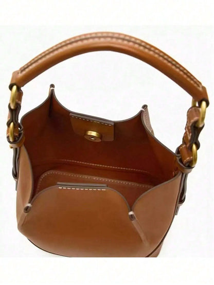 Shein - New Brown Pleated Drawstring Bucket Handbag - Brown