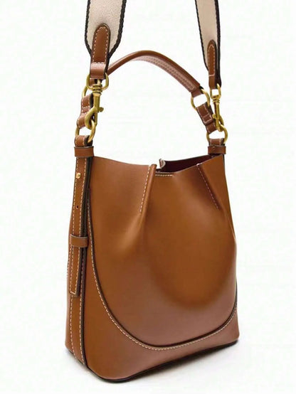 Shein - New Brown Pleated Drawstring Bucket Handbag - Brown