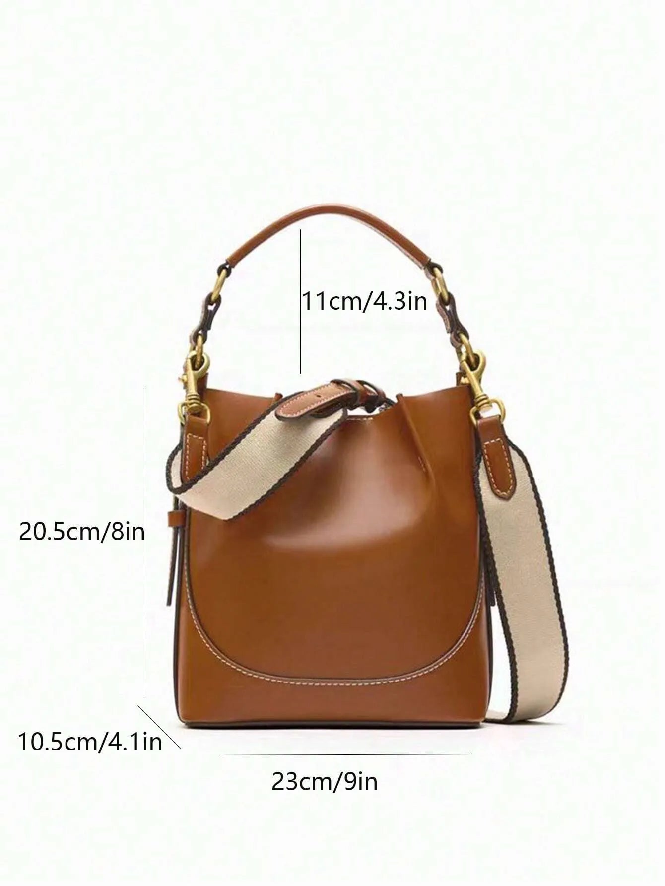 Shein - New Brown Pleated Drawstring Bucket Handbag - Brown
