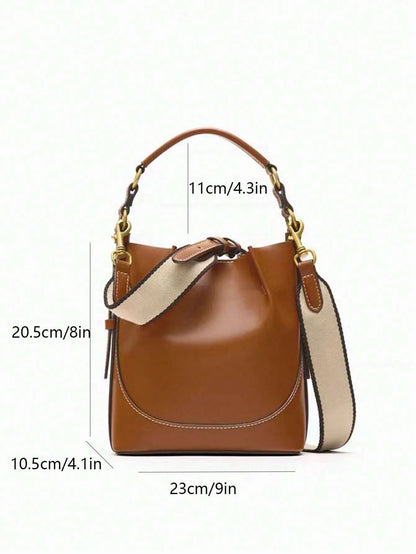 Shein - New Brown Pleated Drawstring Bucket Handbag - Brown