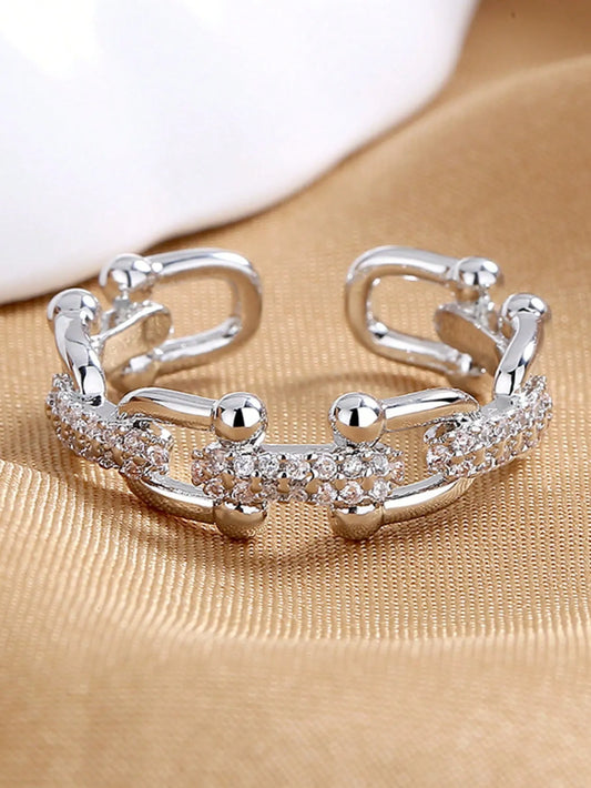 Shein - 1pc Stainless Steel Fashionable Horseshoe Shaped Ring - Silver
