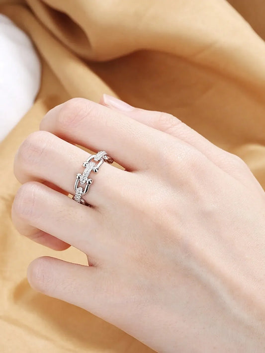 Shein - 1pc Stainless Steel Fashionable Horseshoe Shaped Ring - Silver