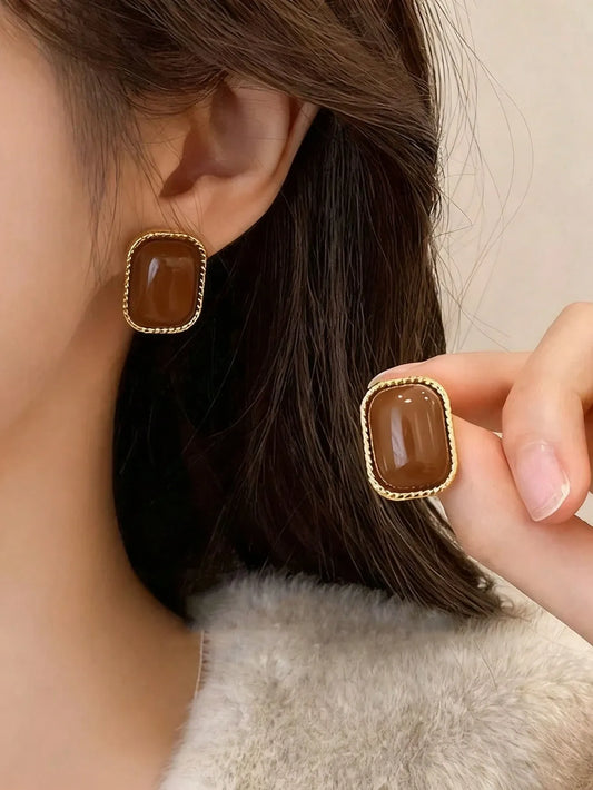 Shein - 5pcs/Set Vintage Hong Kong Style Niche Design Heart-Shaped Faux Pearl Geometric Minimalist Elegant Elegant Fashion Versatile Stud Earrings Set, Suitable For Women's Daily And Festival Wear