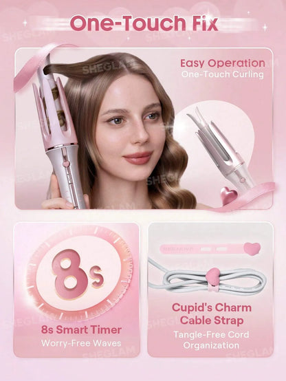SHEGLAM Hair Cupid'S Charm One-Touch Instant Curler,Pink Automatic Curling Iron 19Mm Eu Plug