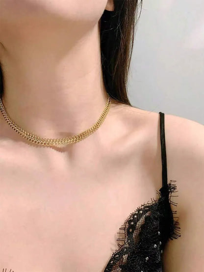 Shein - Vjs 1Pc 18K Gold Plated Luxury Cuban Link Necklace