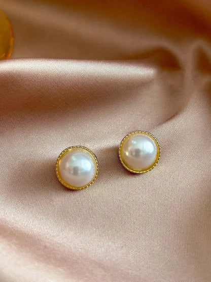 Shein - 6pcs/Set Minimalist Small Vintage Faux Pearl Flower Cluster Square & Round Geometric Earring Set