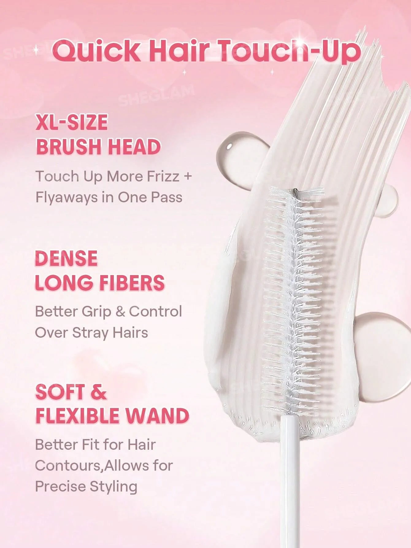 SHEGLAM Hair Cupid'S Charm Style Keeper Hair Mascara,Pink Frizz & Flyaway Hair Taming Wand,Hair Finishing Stick