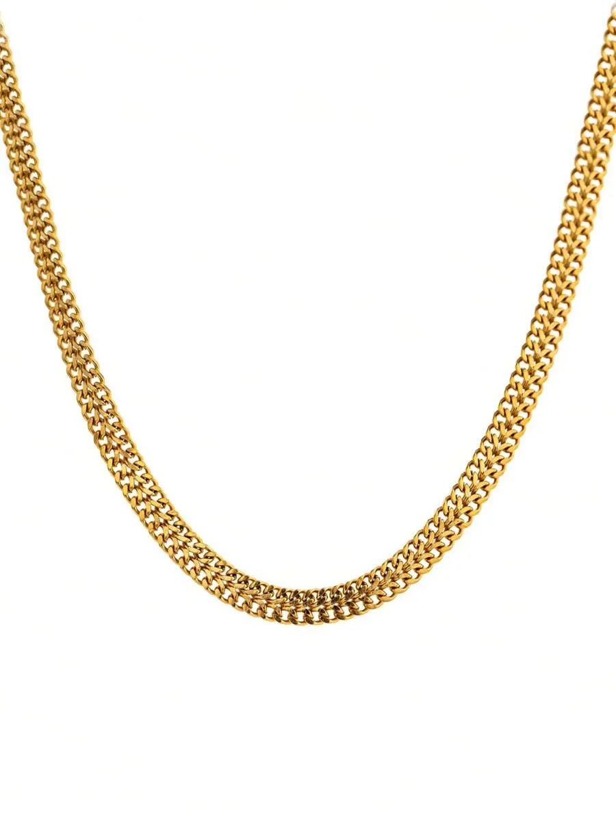 Shein - Vjs 1Pc 18K Gold Plated Luxury Cuban Link Necklace
