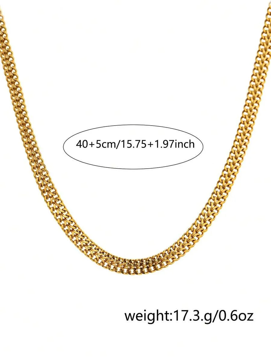 Shein - Vjs 1Pc 18K Gold Plated Luxury Cuban Link Necklace