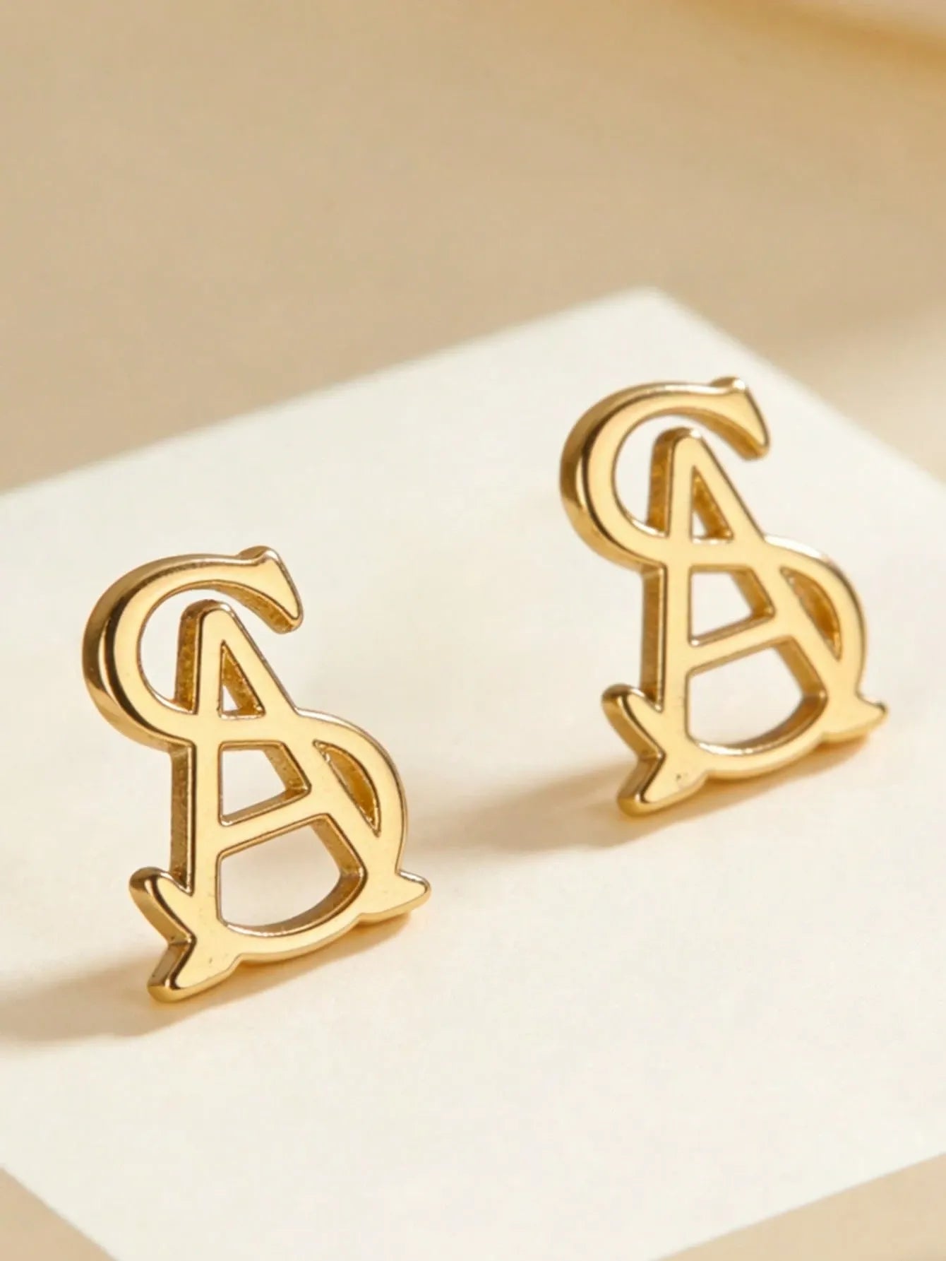 Shein - Gold aS Letter Stud Earrings