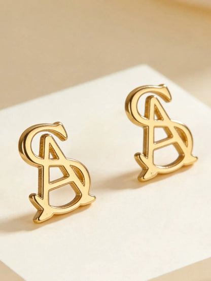 Shein - Gold aS Letter Stud Earrings