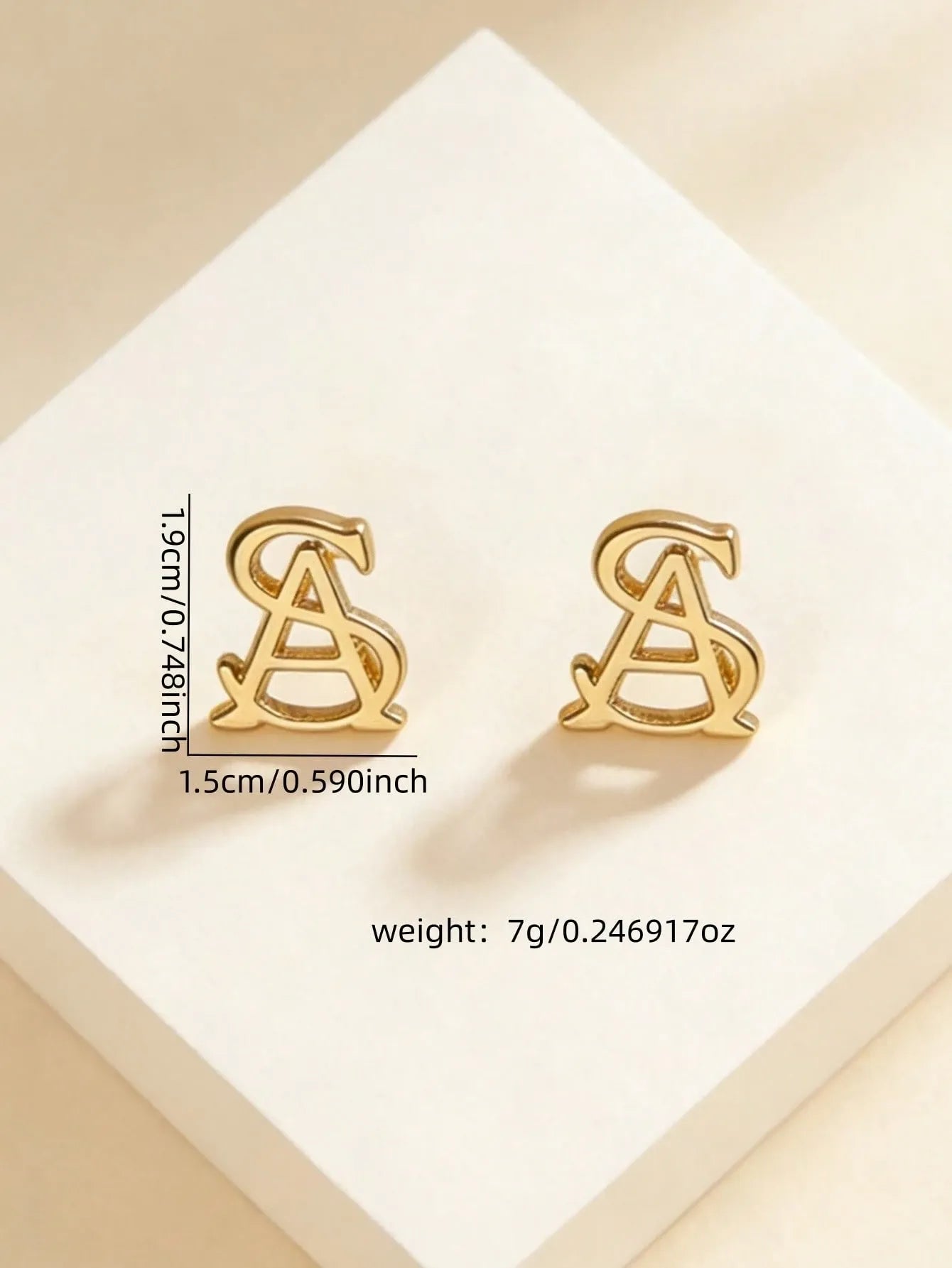 Shein - Gold aS Letter Stud Earrings
