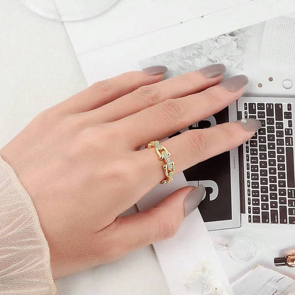 Shein - 1pc Stainless Steel Fashionable Horseshoe Shaped Ring - Golden