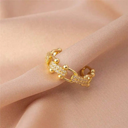 Shein - 1pc Stainless Steel Fashionable Horseshoe Shaped Ring - Golden