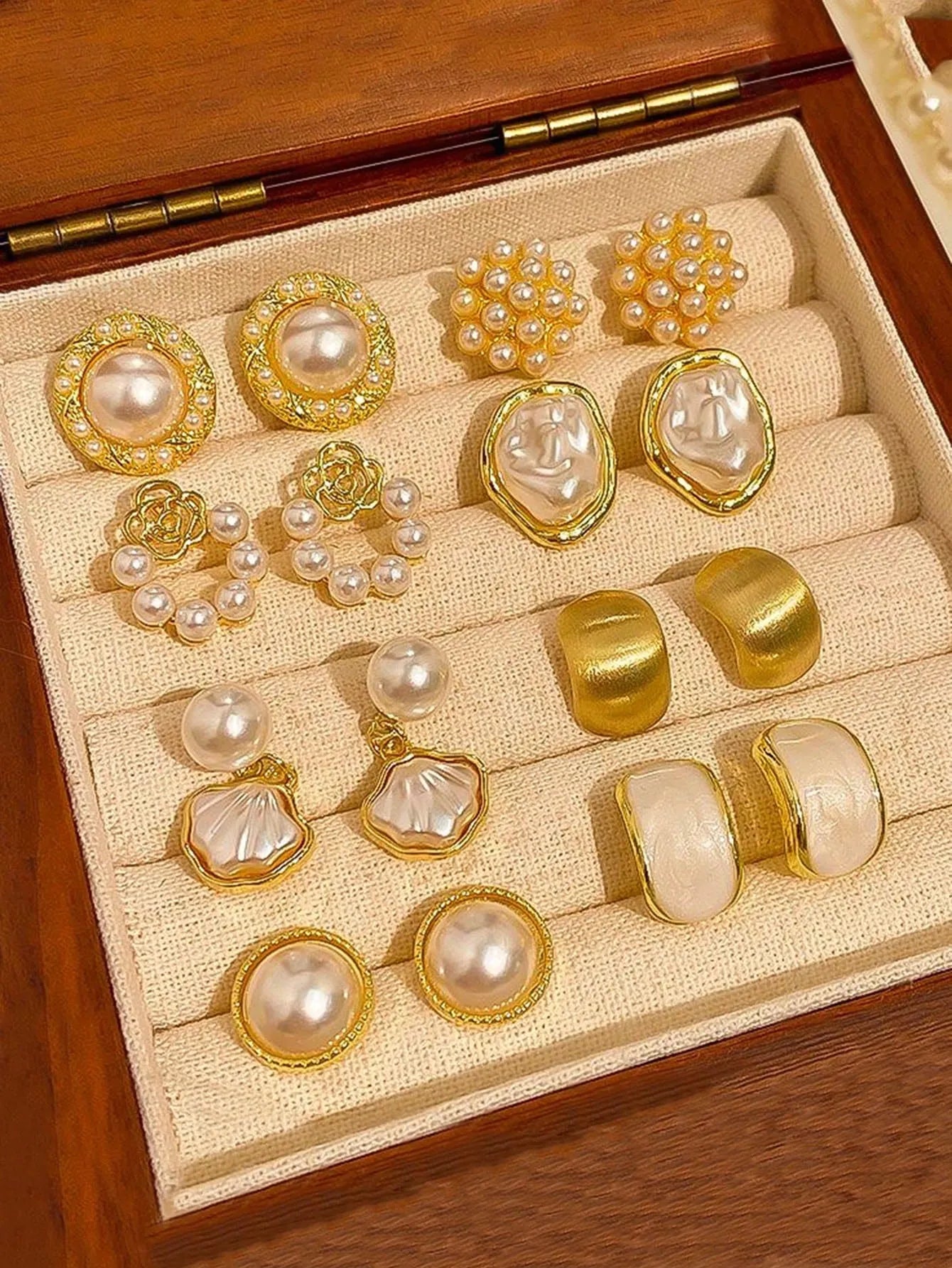 Shein - 8pcs/Set Minimalist Asymmetrical Pearl