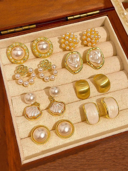 Shein - 8pcs/Set Minimalist Asymmetrical Pearl