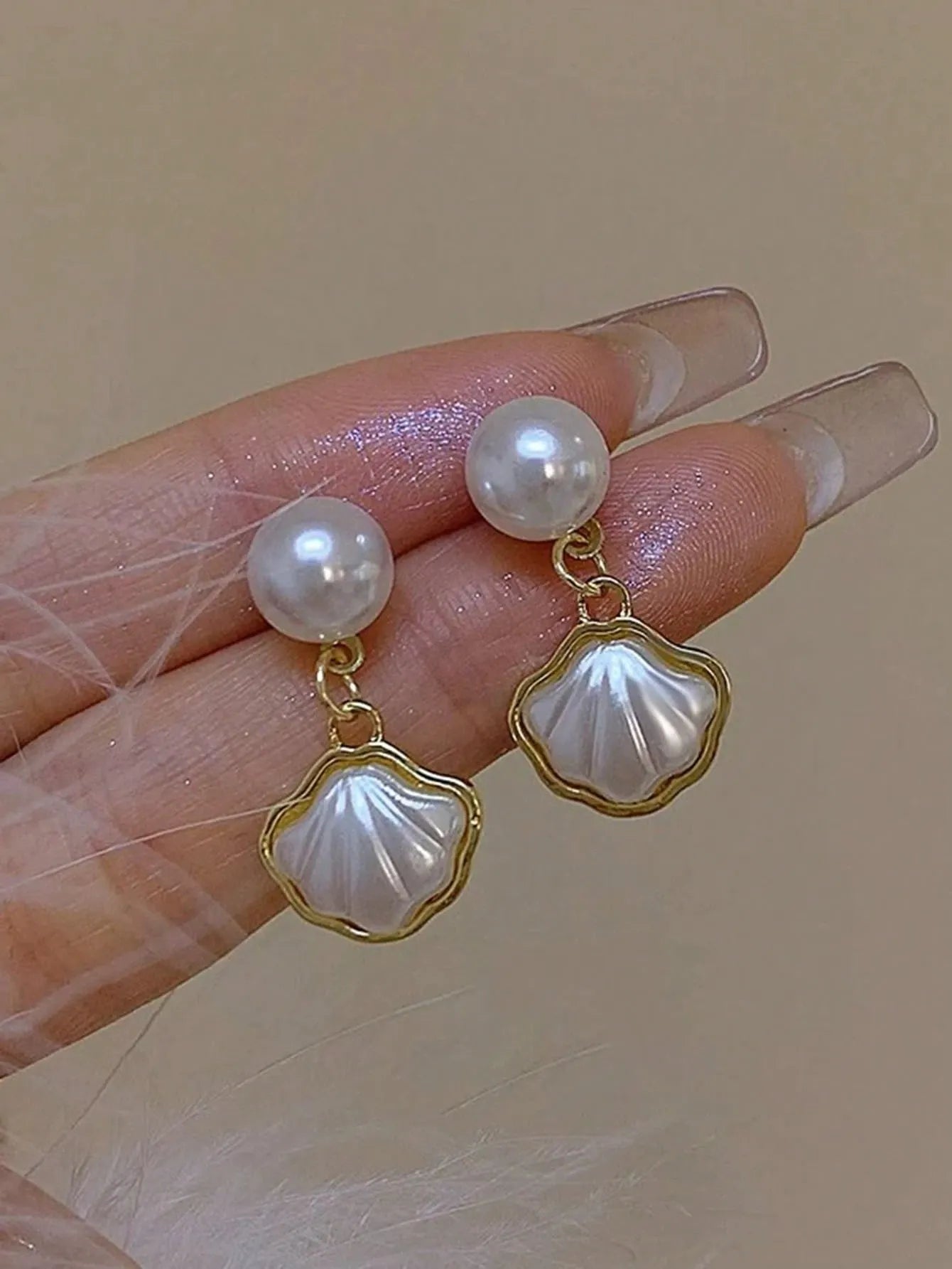 Shein - 8pcs/Set Minimalist Asymmetrical Pearl