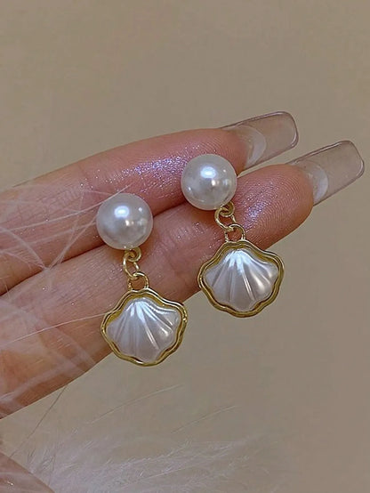 Shein - 8pcs/Set Minimalist Asymmetrical Pearl