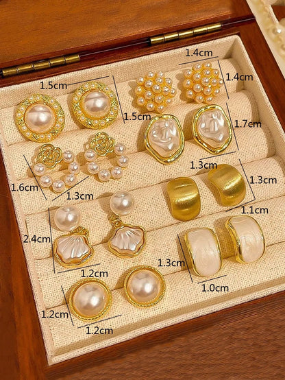 Shein - 8pcs/Set Minimalist Asymmetrical Pearl