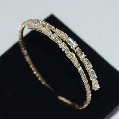 Shein - 1pc Fashion Cubic Zirconia Decorated Open Cuff Bracelet