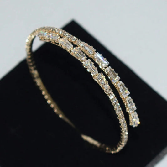 Shein - 1pc Fashion Cubic Zirconia Decorated Open Cuff Bracelet