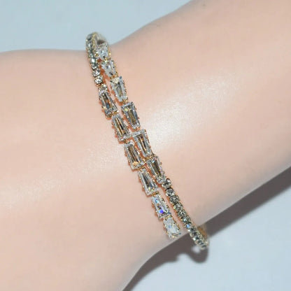 Shein - 1pc Fashion Cubic Zirconia Decorated Open Cuff Bracelet