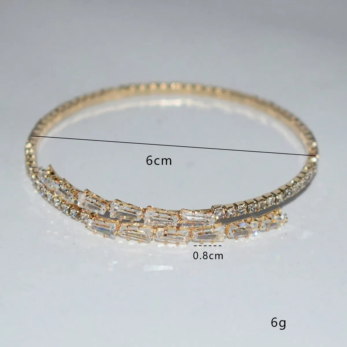 Shein - 1pc Fashion Cubic Zirconia Decorated Open Cuff Bracelet