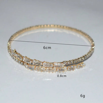 Shein - 1pc Fashion Cubic Zirconia Decorated Open Cuff Bracelet