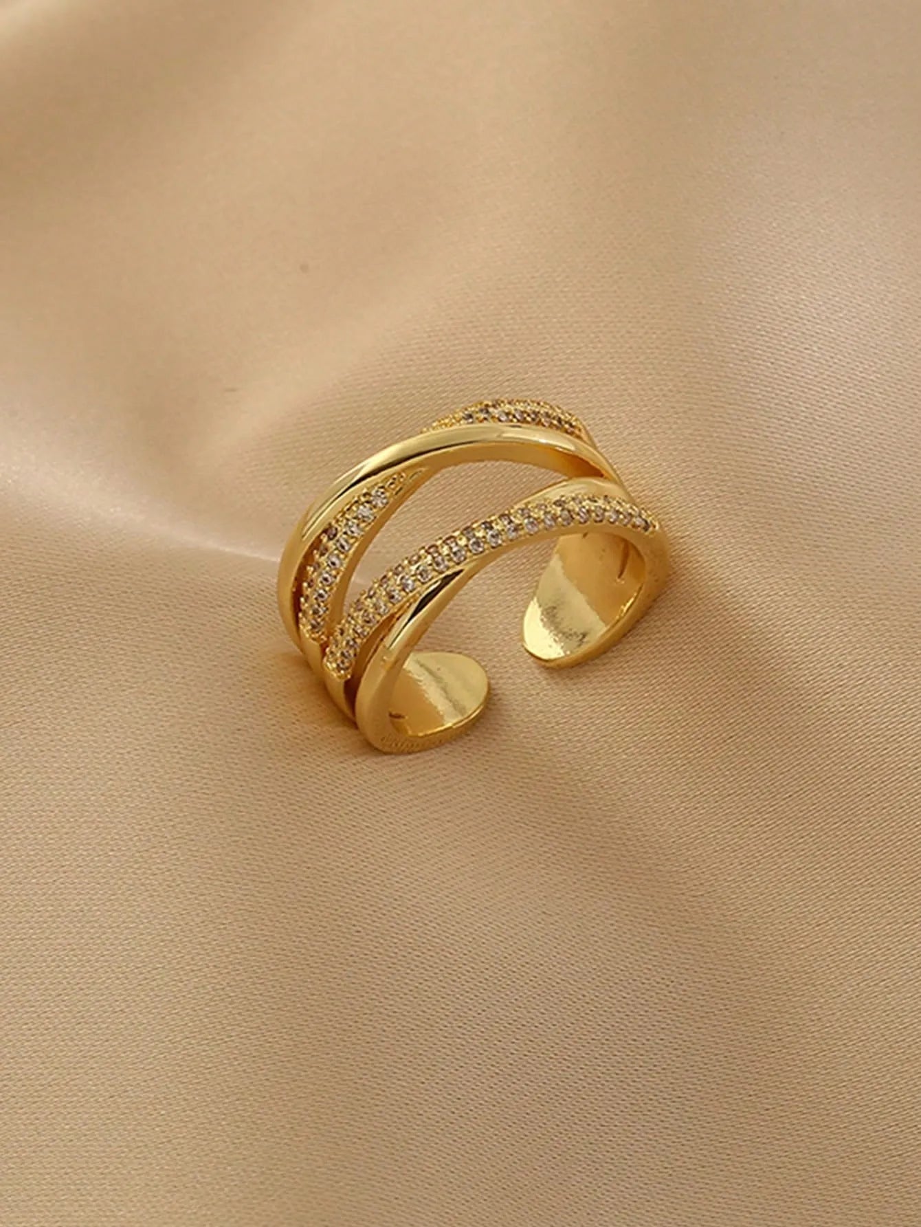 Shein - Rhinestone Decor Cuff Ring