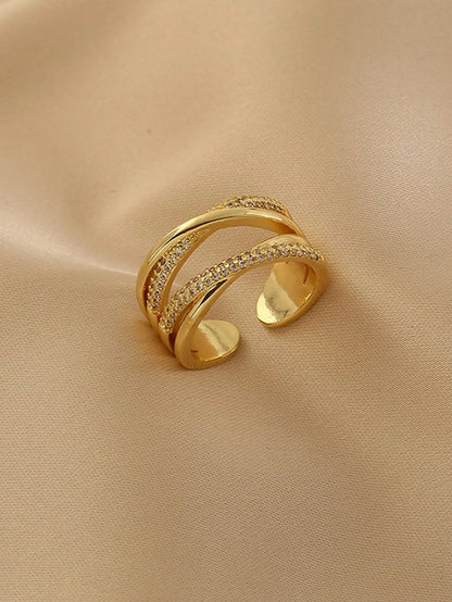 Shein - Rhinestone Decor Cuff Ring