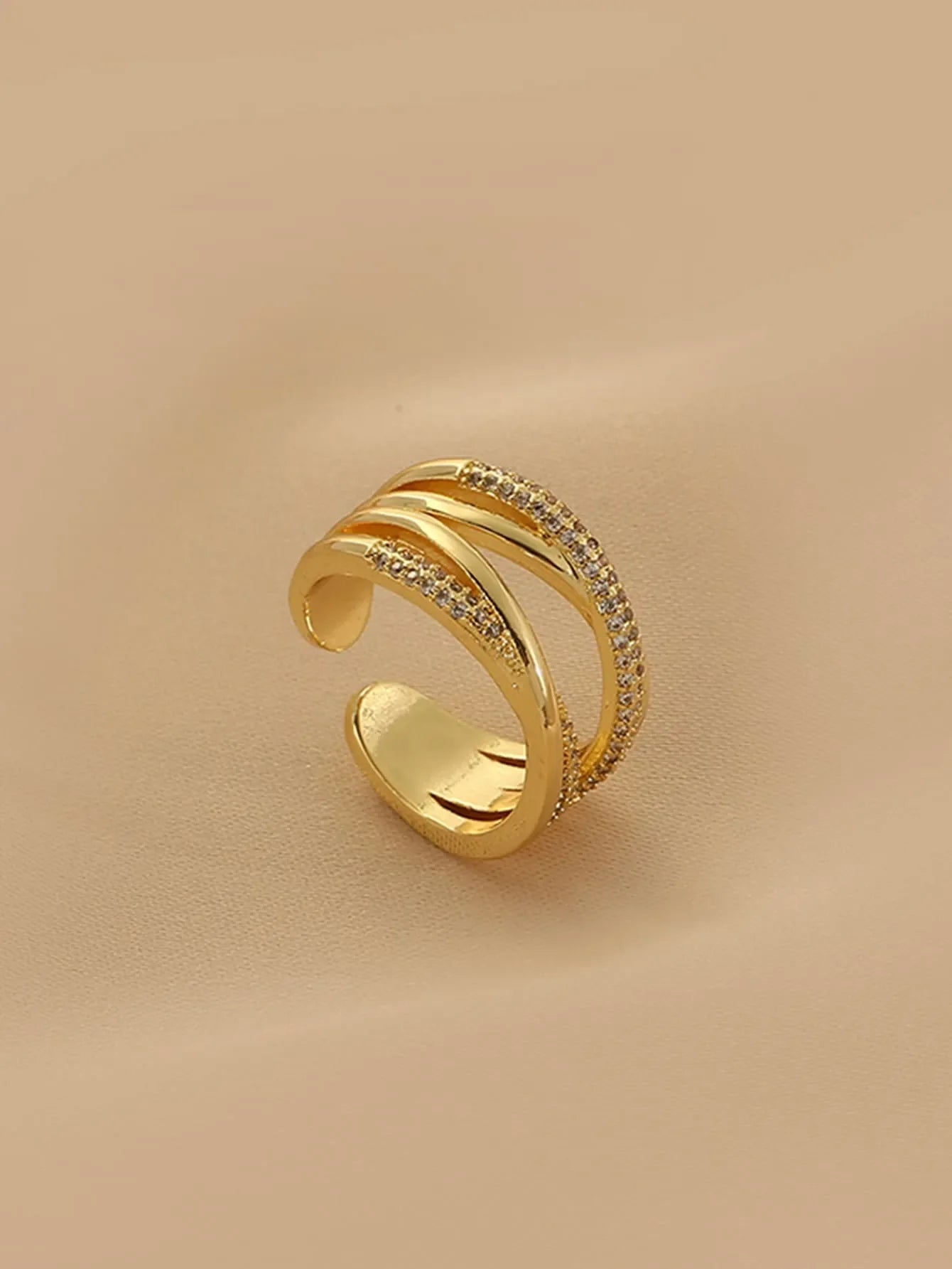 Shein - Rhinestone Decor Cuff Ring