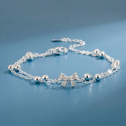 Shein - 1Pc Exquisite & Luxury Double Layered Bow-Knot Design Bracelet Valentines