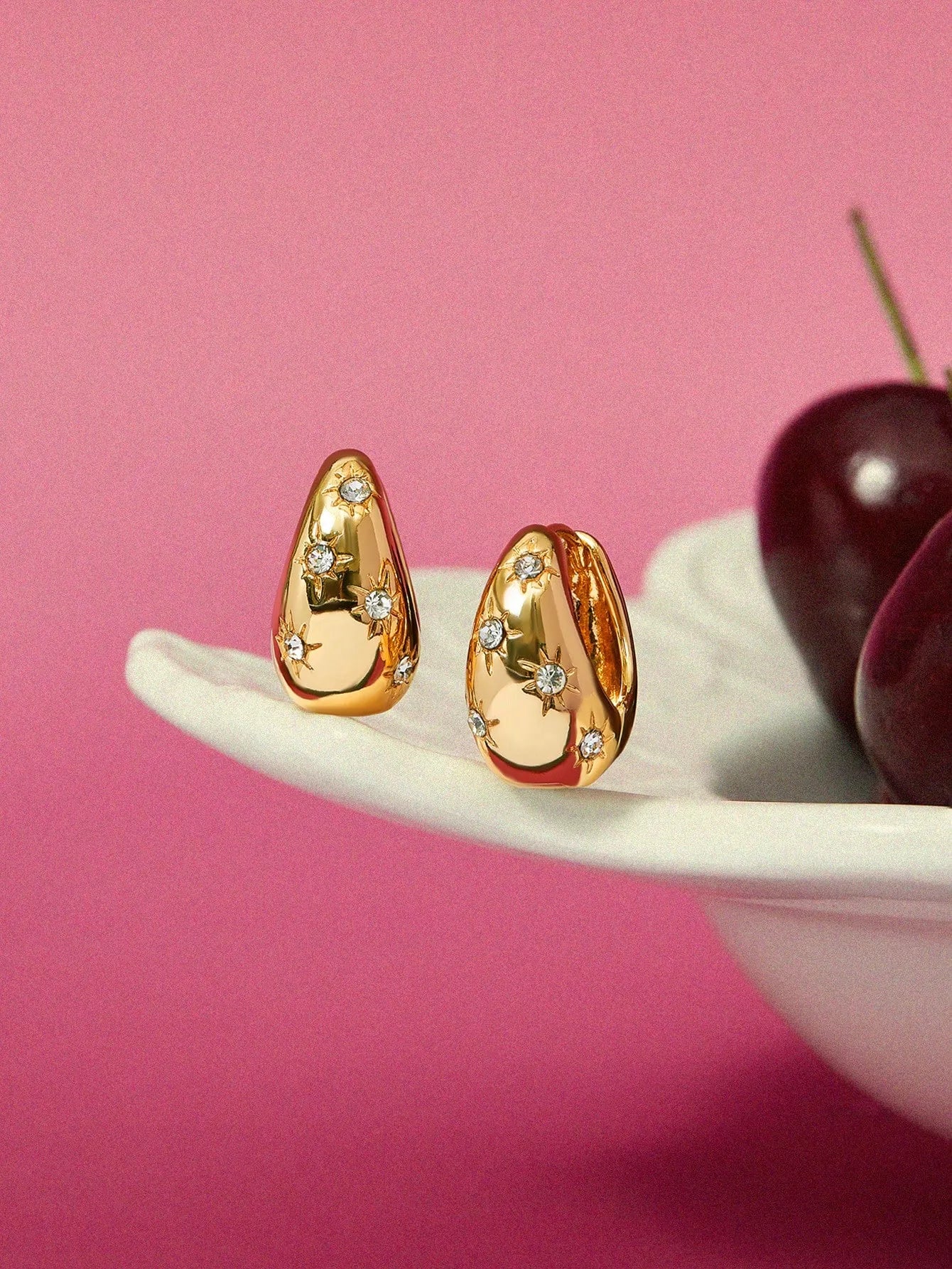 Shein - Glisma 1Pair Fashion Rhinestone Decor Earrings For Women