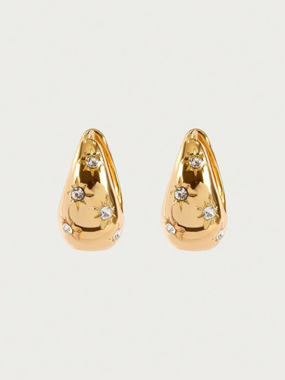 Shein - Glisma 1Pair Fashion Rhinestone Decor Earrings For Women