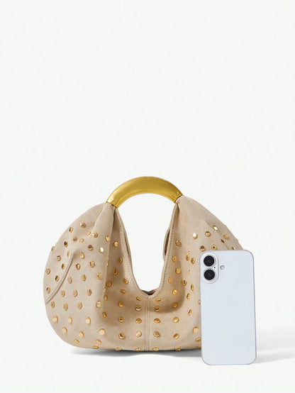 Shein - Maija Ladies, Women Top Handle Bags, Suede, Suede Bag - Apricot