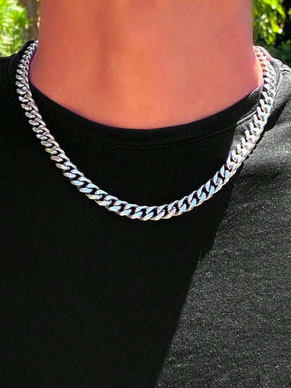 Shein - Men'S Simple Link Chain Necklace - Silver