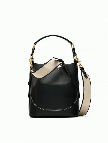 Shein - New Brown Pleated Drawstring Bucket Handbag - Black