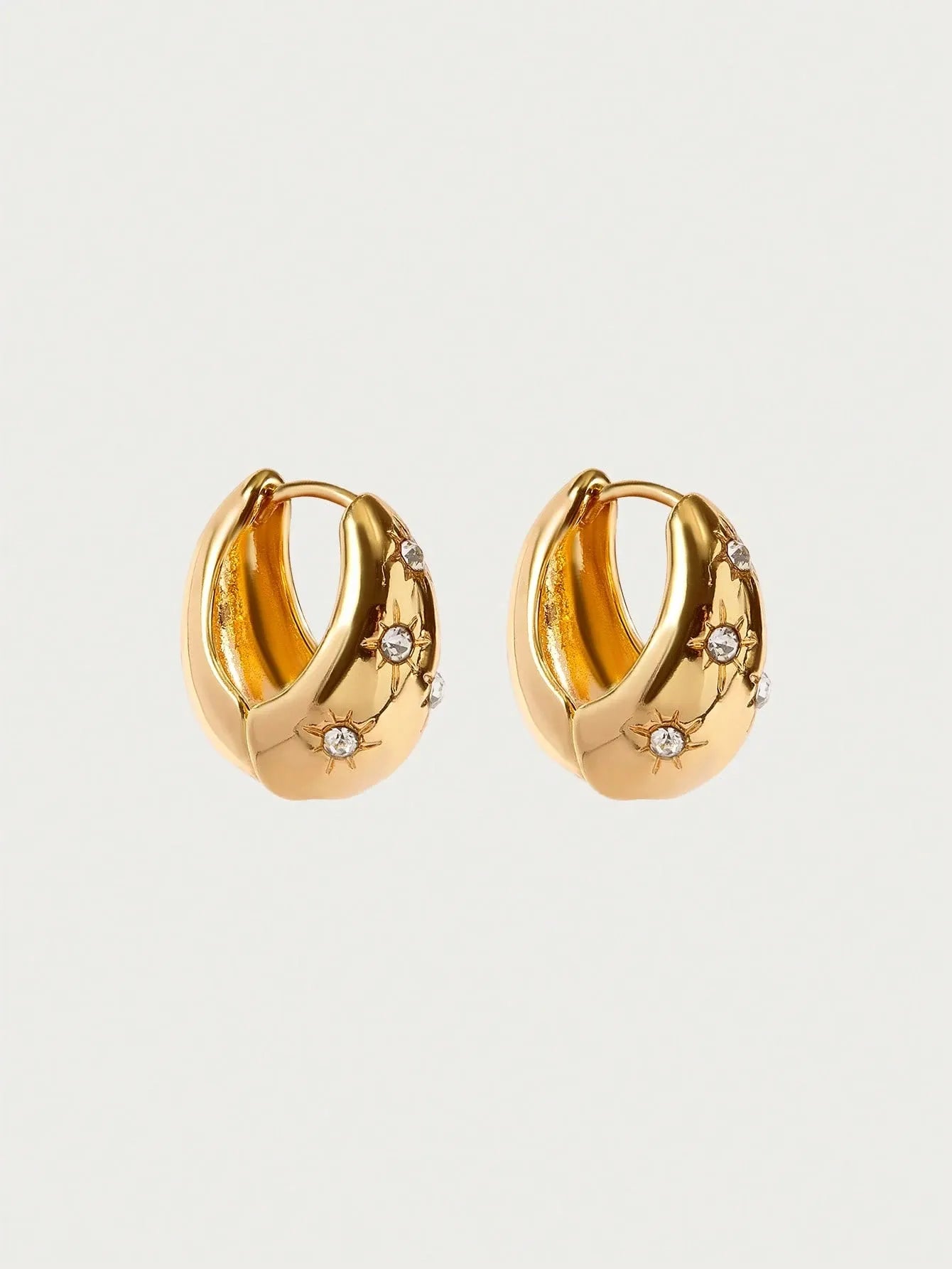 Shein - Glisma 1Pair Fashion Rhinestone Decor Earrings For Women