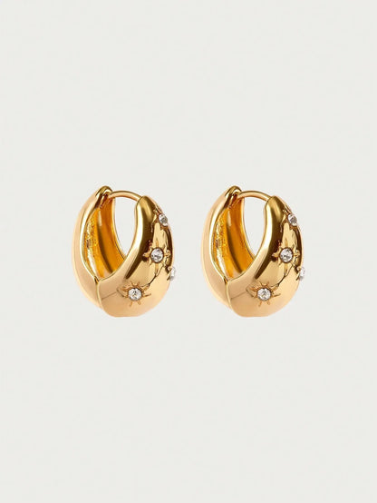 Shein - Glisma 1Pair Fashion Rhinestone Decor Earrings For Women