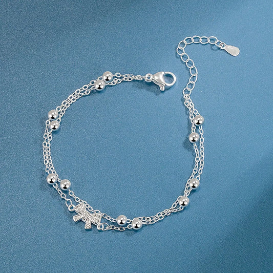 Shein - 1Pc Exquisite & Luxury Double Layered Bow-Knot Design Bracelet Valentines