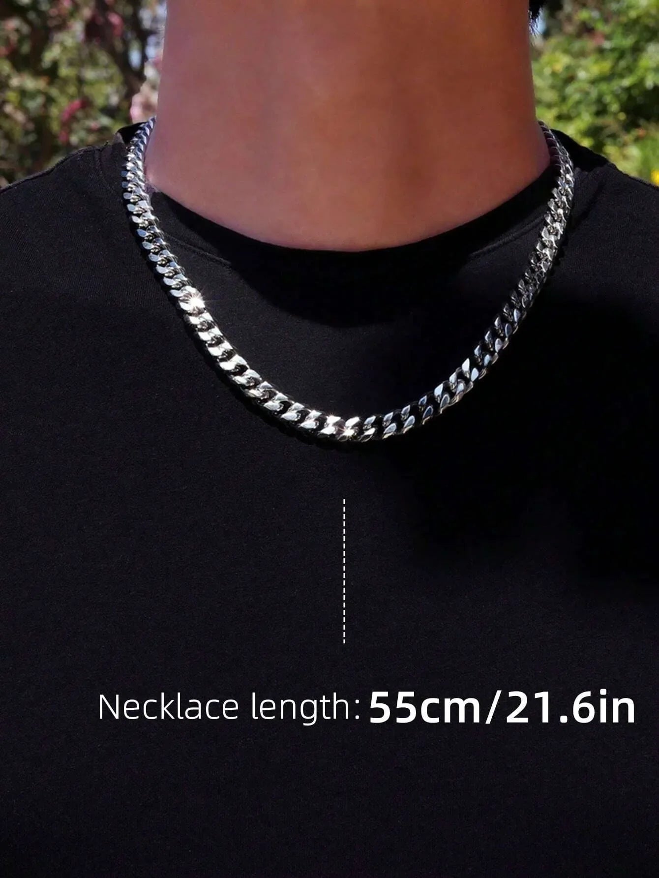 Shein - Men'S Simple Link Chain Necklace - Silver