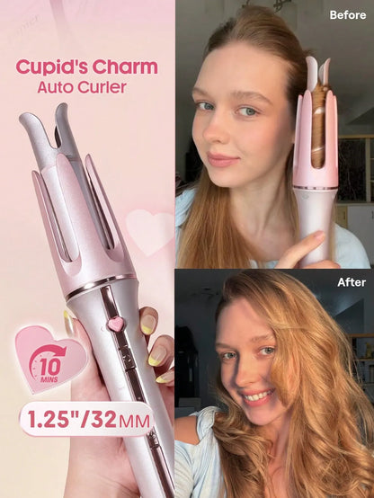 SHEGLAM Hair Cupid'S Charm One-Touch Instant Curler,Pink Automatic Curling Iron 32Mm Eu Plug