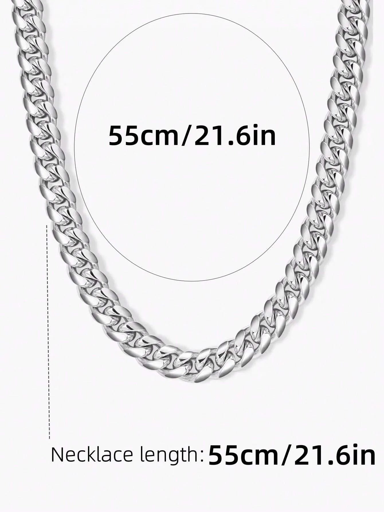 Shein - Men'S Simple Link Chain Necklace - Silver