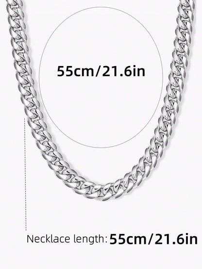 Shein - Men'S Simple Link Chain Necklace - Silver