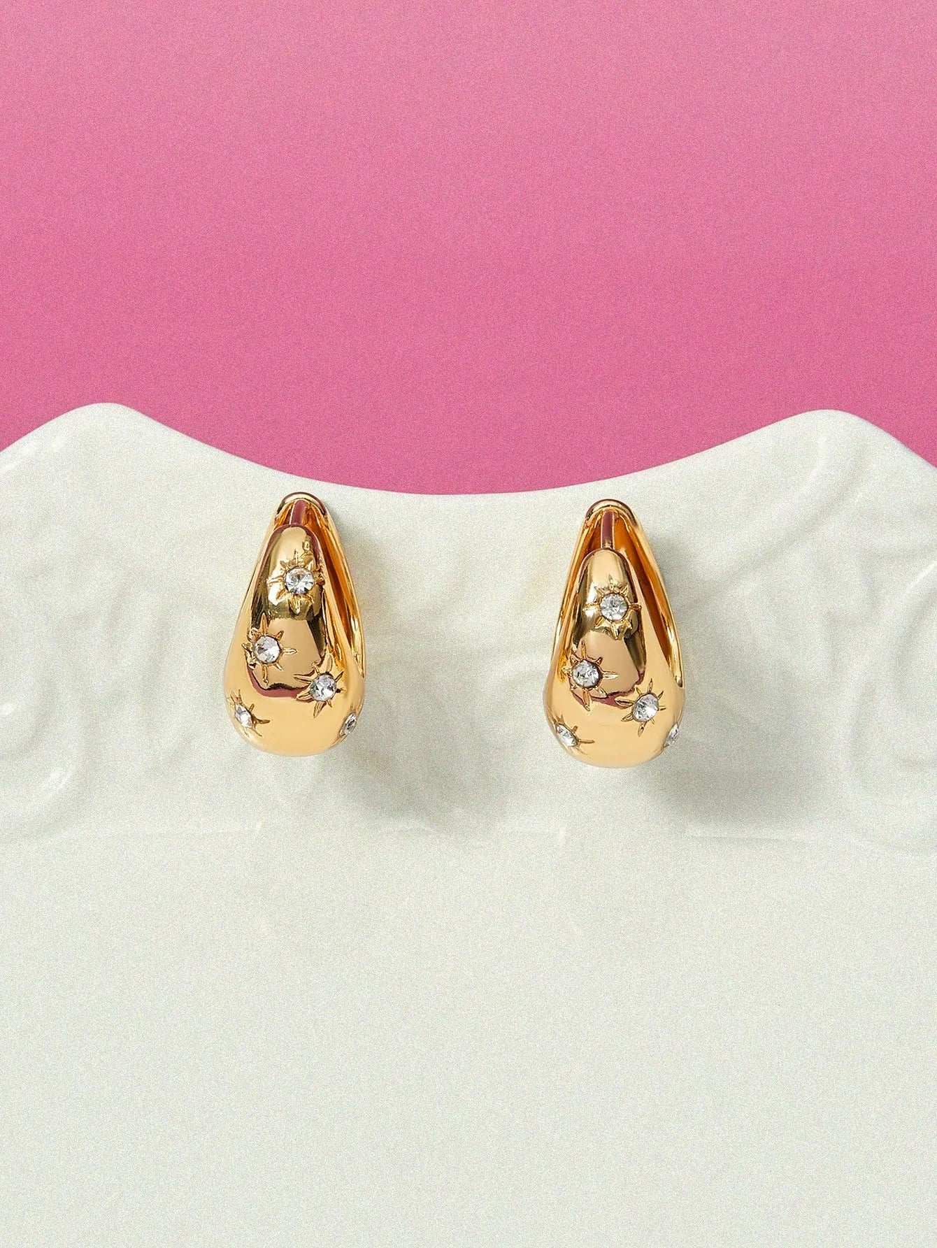 Shein - Glisma 1Pair Fashion Rhinestone Decor Earrings For Women