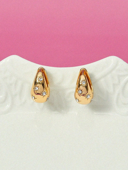 Shein - Glisma 1Pair Fashion Rhinestone Decor Earrings For Women
