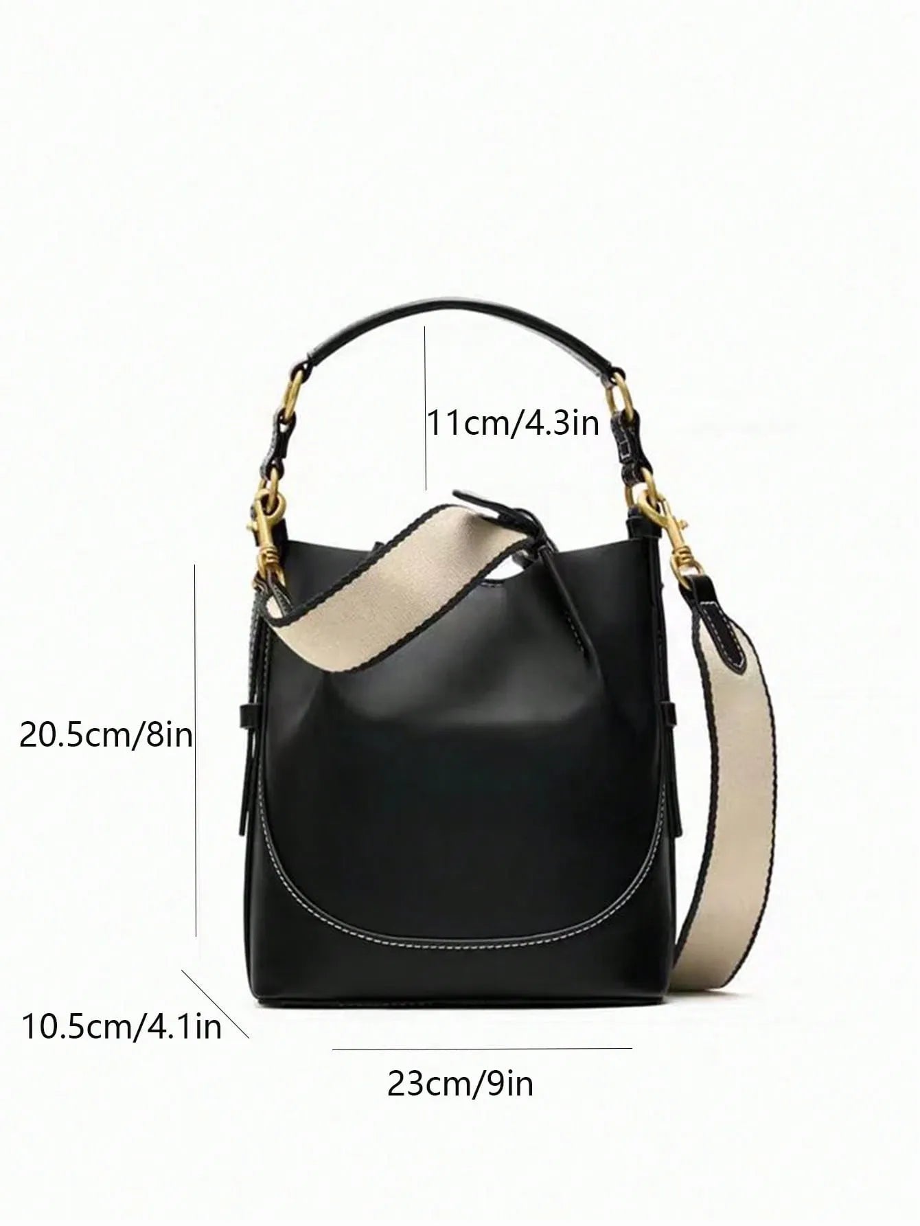Shein - New Brown Pleated Drawstring Bucket Handbag - Black