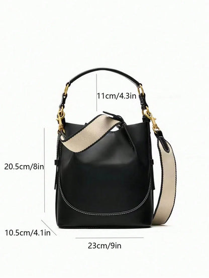 Shein - New Brown Pleated Drawstring Bucket Handbag - Black