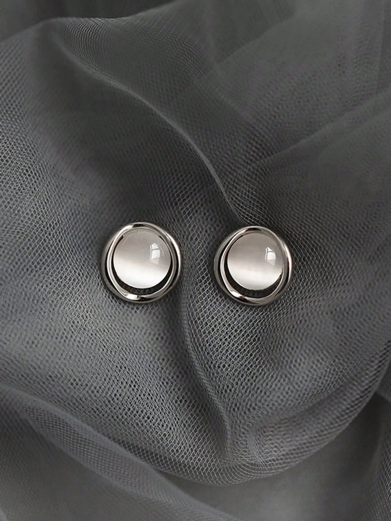 Shein - 6 Pairs/Set Minimalist Retro Smooth Round Cat Eye Faux Pearl Fashion Stud Earrings Suitable For Daily And Holiday Wear For Women