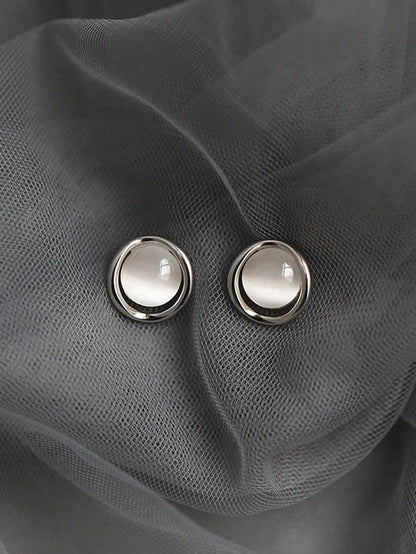 Shein - 6 Pairs/Set Minimalist Retro Smooth Round Cat Eye Faux Pearl Fashion Stud Earrings Suitable For Daily And Holiday Wear For Women